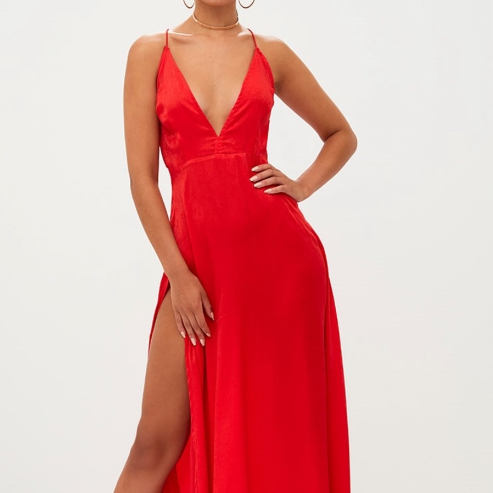 Red maxi prom dress